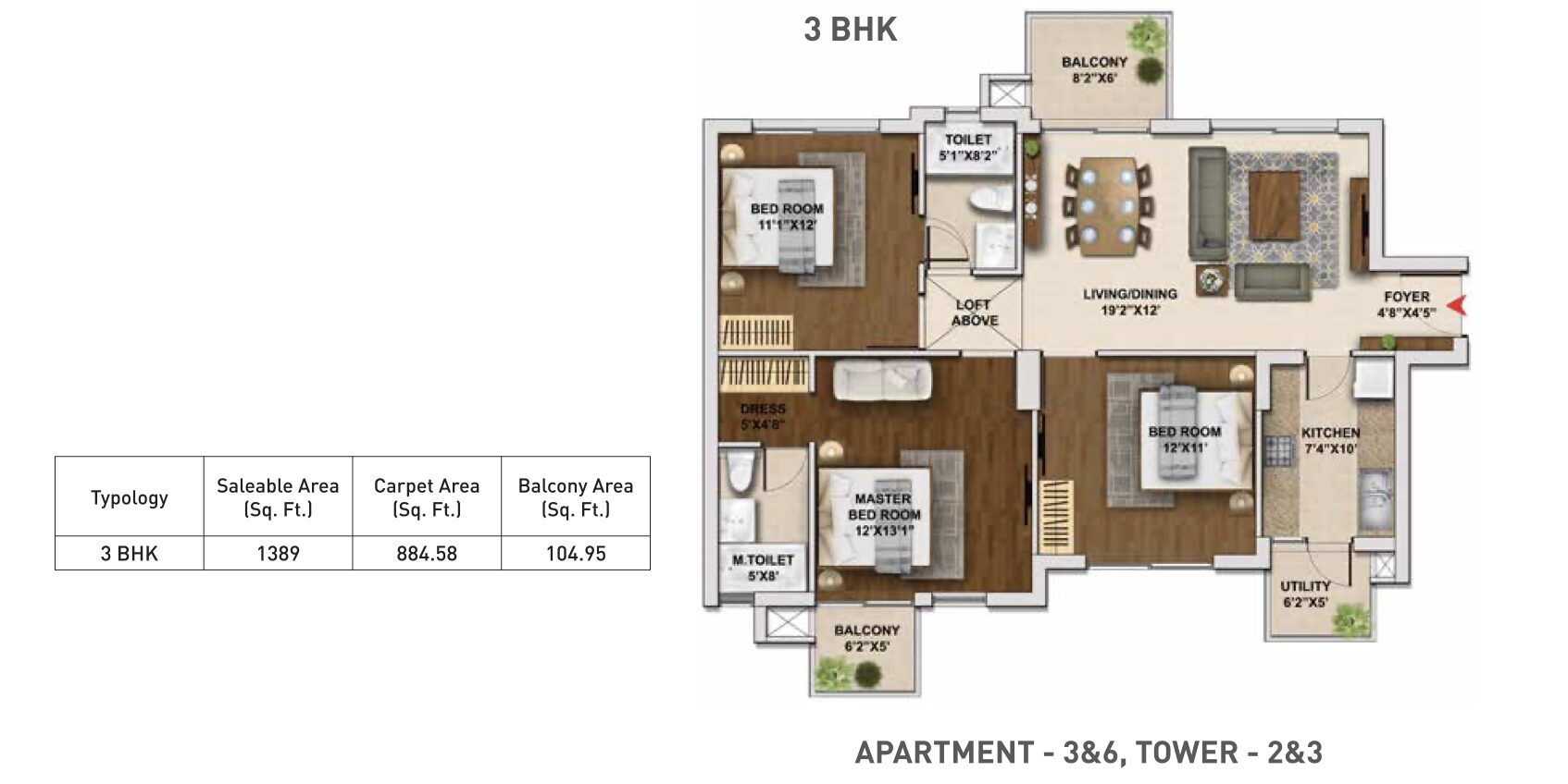 Hero Homes 3 BHK Floor Plan